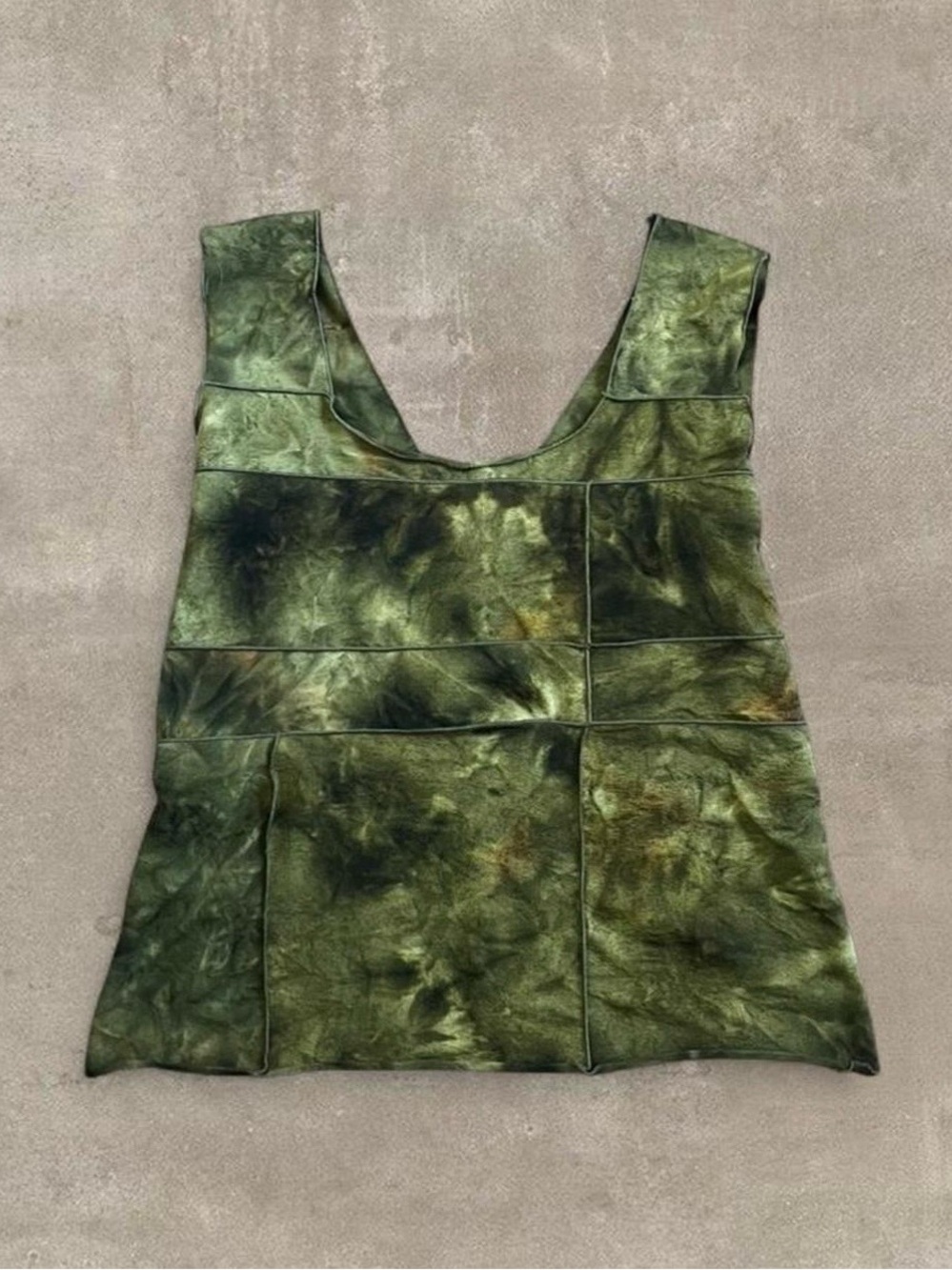 Fashion Bug Olive Green Panelled Tie-Dye Tank